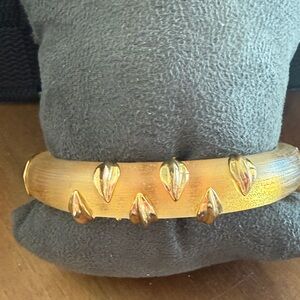Alexis Bittar Gold Resin Bracelet with Gold Logo Accent